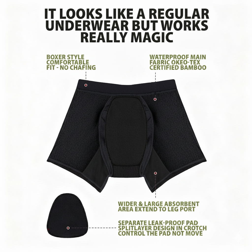 James Boxer Shorts Bundle of 2 get 1 FREE No Leaks, No Odor, No Stains Recycled and Eco-Friendly